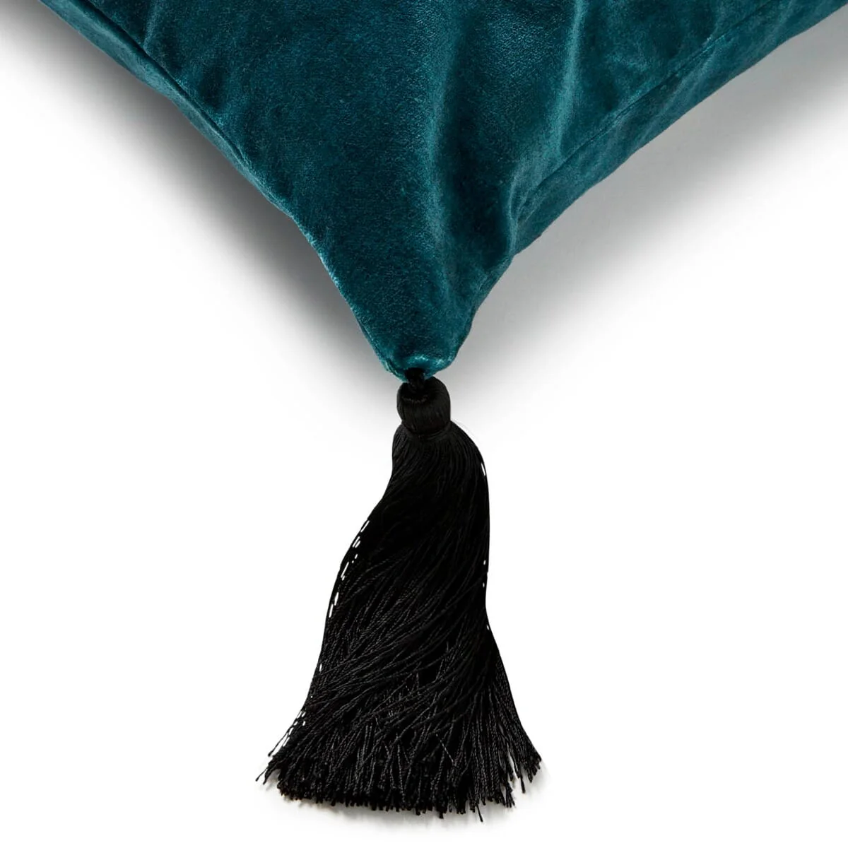 DODO Medium Tassel Velvet Cushion - Petrol - Image 4