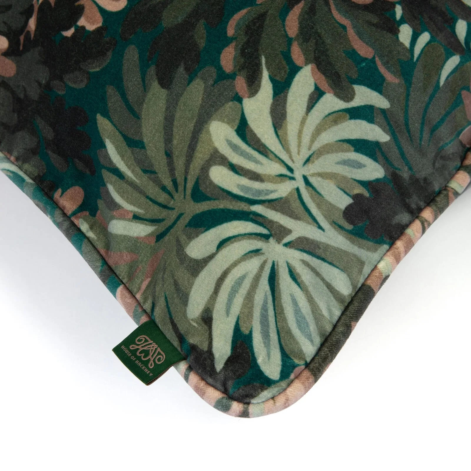 FORIS Large Piped Velvet Cushion - Cerulean - Image 3