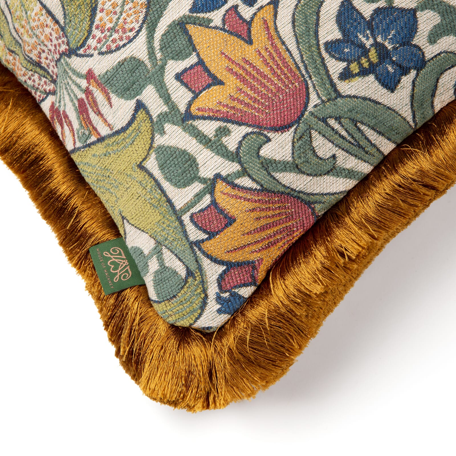 GOLDEN LILY Medium Fringed Jacquard Cushion - Parchment - Image 4