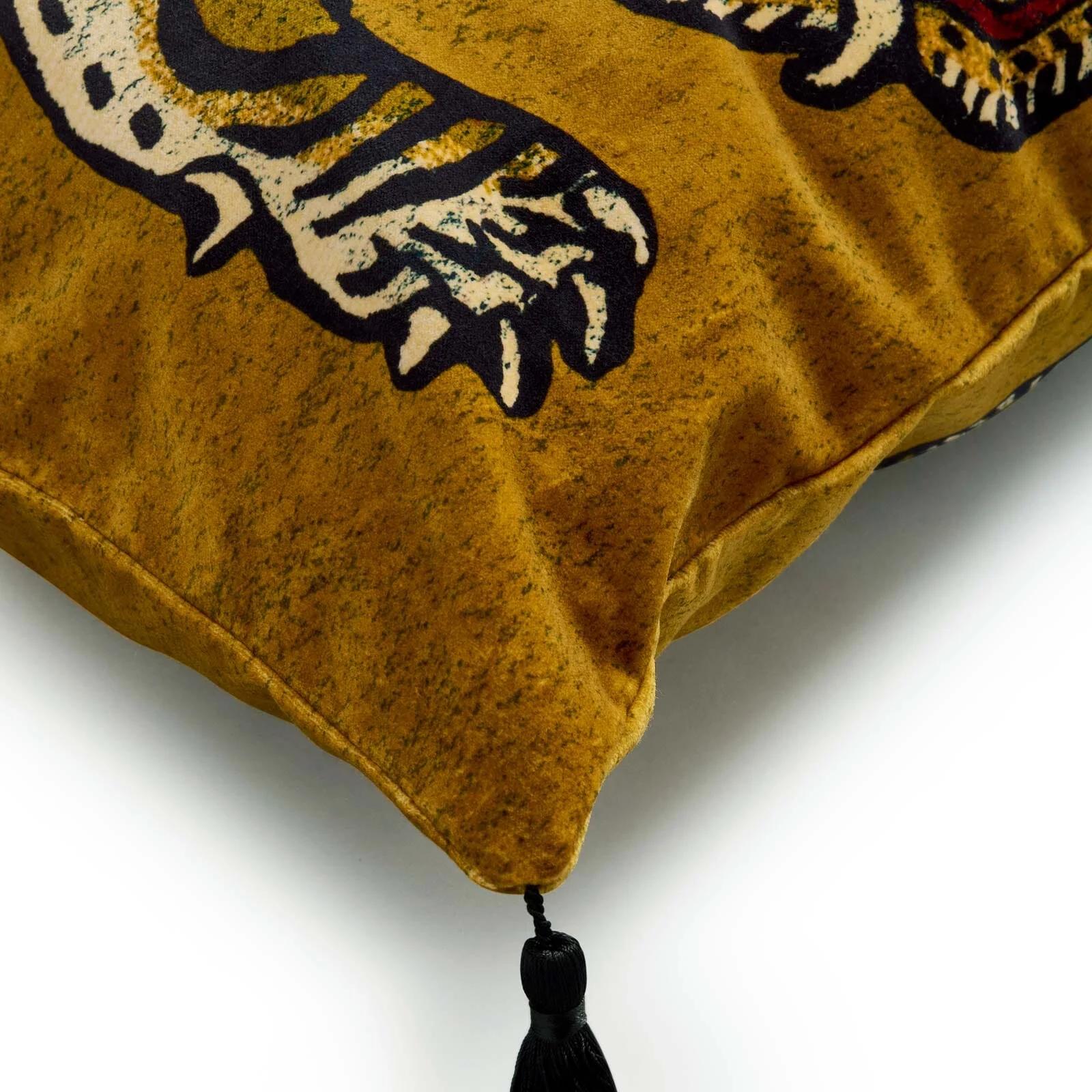 SABER Large Tassel Velvet Cushion - Gold - Image 3